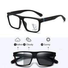 Men TR90 Progressive Square Sunglasses Multifocus Photochromic Reading Glasses