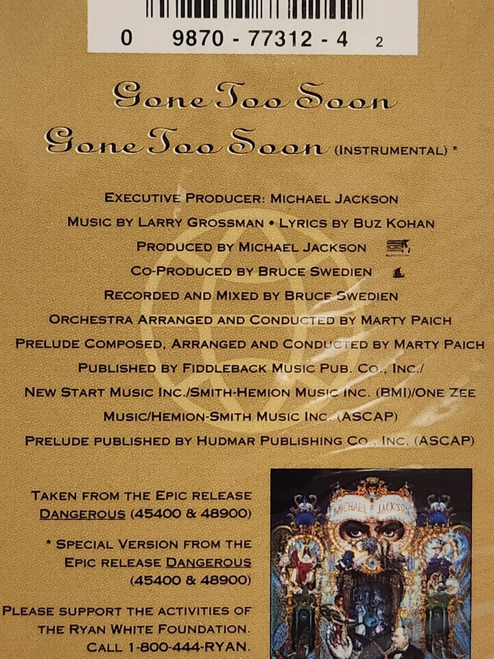Michael Jackson Gone Too Soon Cassette Tape Factory Sealed Ryan White Foundation - Image 4 of 4