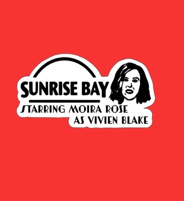 Sunrise Bay Schitts Creek David Rose Catherine O Hara Vinyl Sticker Decal 7x3.75