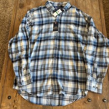 Men  s Izod Stratton Plaid Soft Flannel Button Down Shirt Large New With Tags