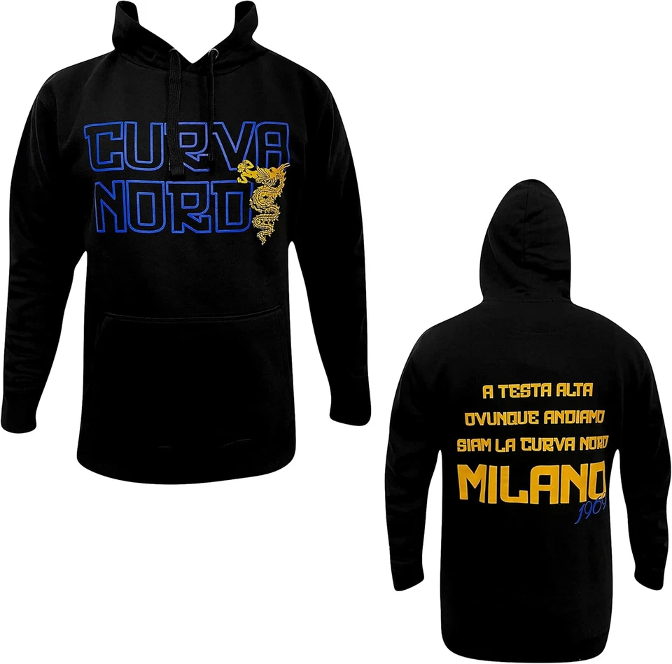 Felpa Inter Cappuccio Logo Nera Curva Nord Ufficiale Adulto - Immagine 2 di 4