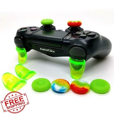 PS4 L2 R2 Trigger Extenders 1 Pair + 4 Joystick Caps