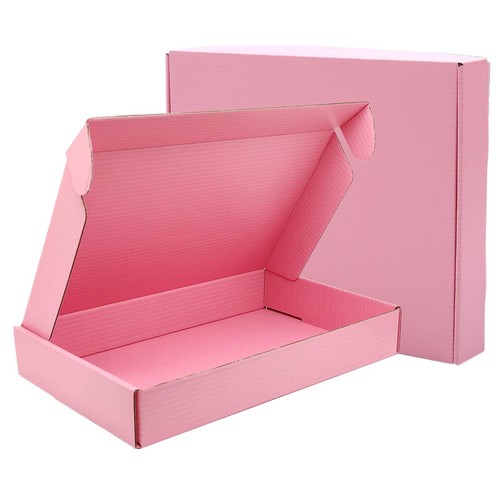Pink Shipping Boxes For Small Business, 10*6*1.6 Inches, Pack Of 12, Corrugat...