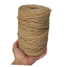 328 Feet Jute Rope, 6mm 4-Ply Thick Jute Twine String for Floristry, 6mm 328ft