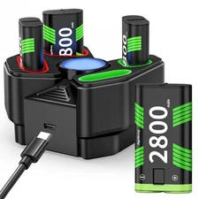 Battery Packs for Xbox One, 4 x 2800mAh Upgrade Large Capacity Battery Packs ...