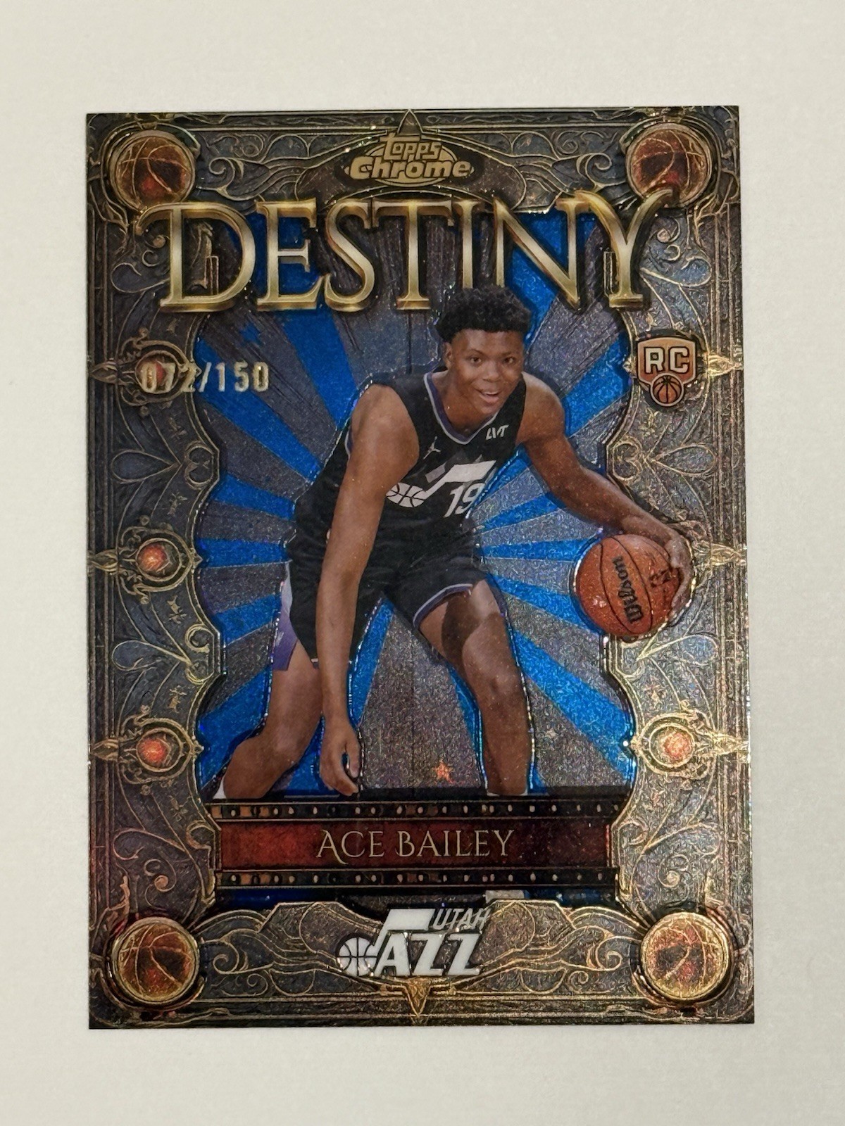 Ace Bailey 2025 Topps Chrome DESTINY D-5 UTAH JAZZ ROOKIE RC Blue #/150