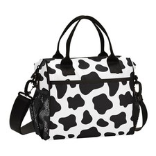 Cow Print Lunch Bag Lunch Box for Women with Adjustable Shoulder Belt Insula...