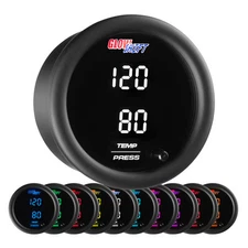 GlowShift 10 Color Digital Dual Temperature & Pressure Combo Gauge