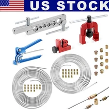 25 Ft 3/16 + 1/4 Zinc-Coated Brake Line Tubing Kit With 30 Fitting and 4 Unions)