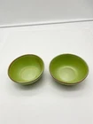 2 - Frankoma Pottery Prairie Green Mayan Aztec 5 1/4" Coup Cereal Bowls - 7X