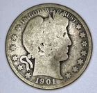 1901-O Barber Half Dollar Liberty Head 90% Silver USA  50C