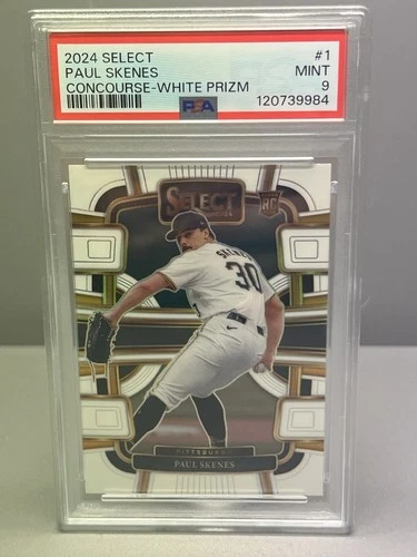 2024 Panini Select - Concourse Paul Skenes #1 White Prizm 32/99 (RC). PSA 9