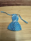 Vintage Barbie Blue Flower Print Halter Summer Spring Dress  80s
