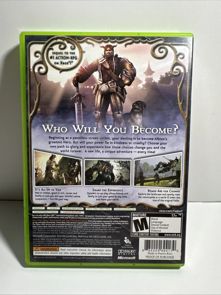 Fable 2 Fable II 2008 Xbox 360 Tested & Working Complete CIB FREE SHIPPING - Image 2 of 3