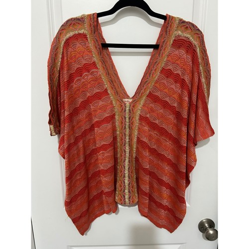 Cecilia Prado Orange Pink Gold Knit Kimono Sweater Womens Anthropologie
