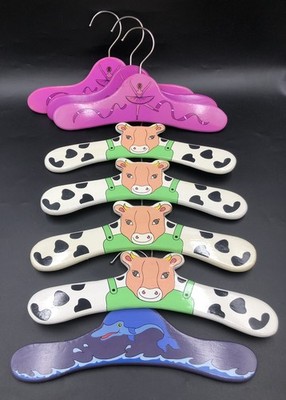 8 x Kidorable Holz Baby Kinder Kleiderbügel Konvolut Kuh Delfin & Ballerina