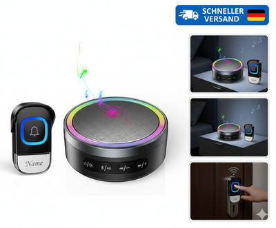 TECKNET Funkklingel Bluetooth-Lautsprecher 2 in 1, 400M Funk Reichweite Türkling