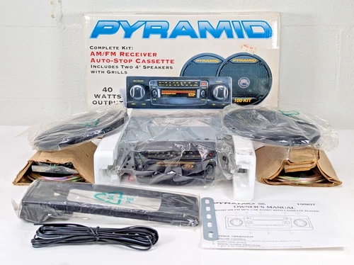 Pyramid 100 KIT Vintage Car Radios Auto Cassette AM/FM with speakers retro