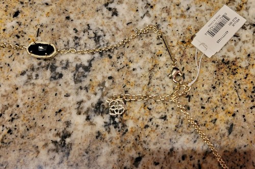 Kendra Scott Kellie Station Oval Black Quartz Gold Tone Long Necklace - Picture 8 of 8