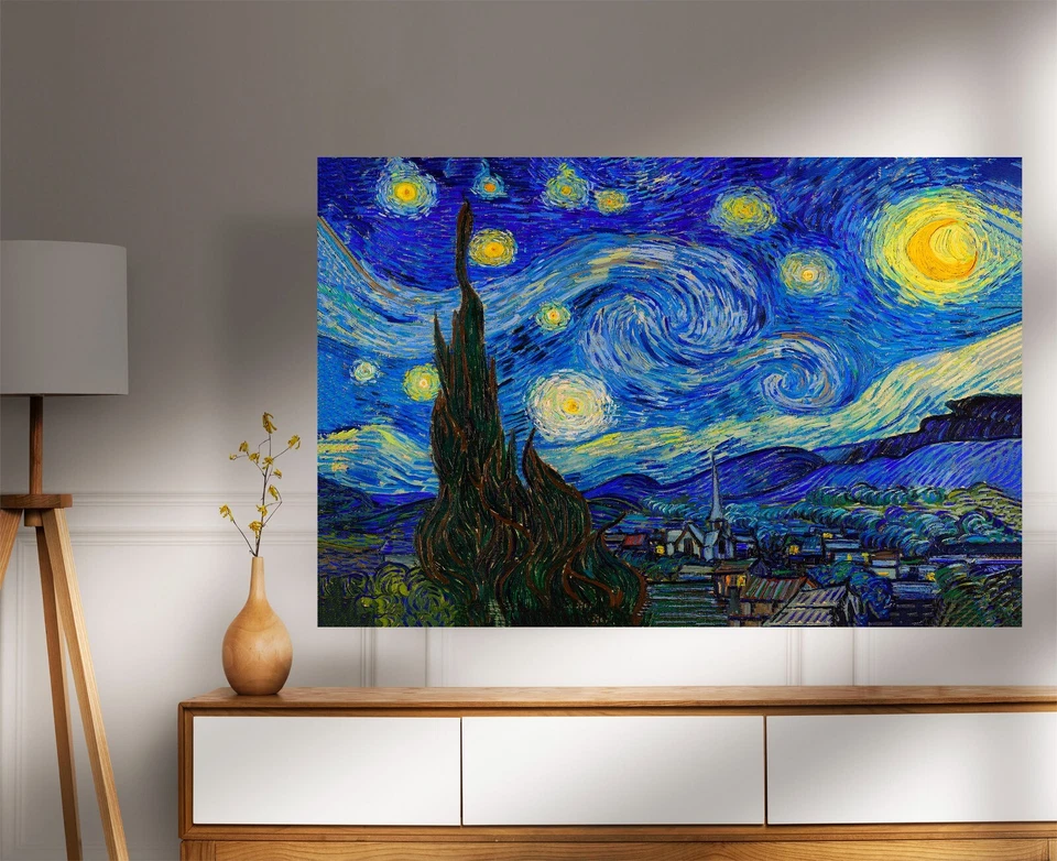 Starry Night by Vincent Van Gogh Canvas Prints Abstract Wall Art for Home Office - Image 2 of 4