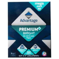 Advantage Multi Purpose Premium Bright Ink Jet Y laser Paper 8.5'' X 11" 800 S