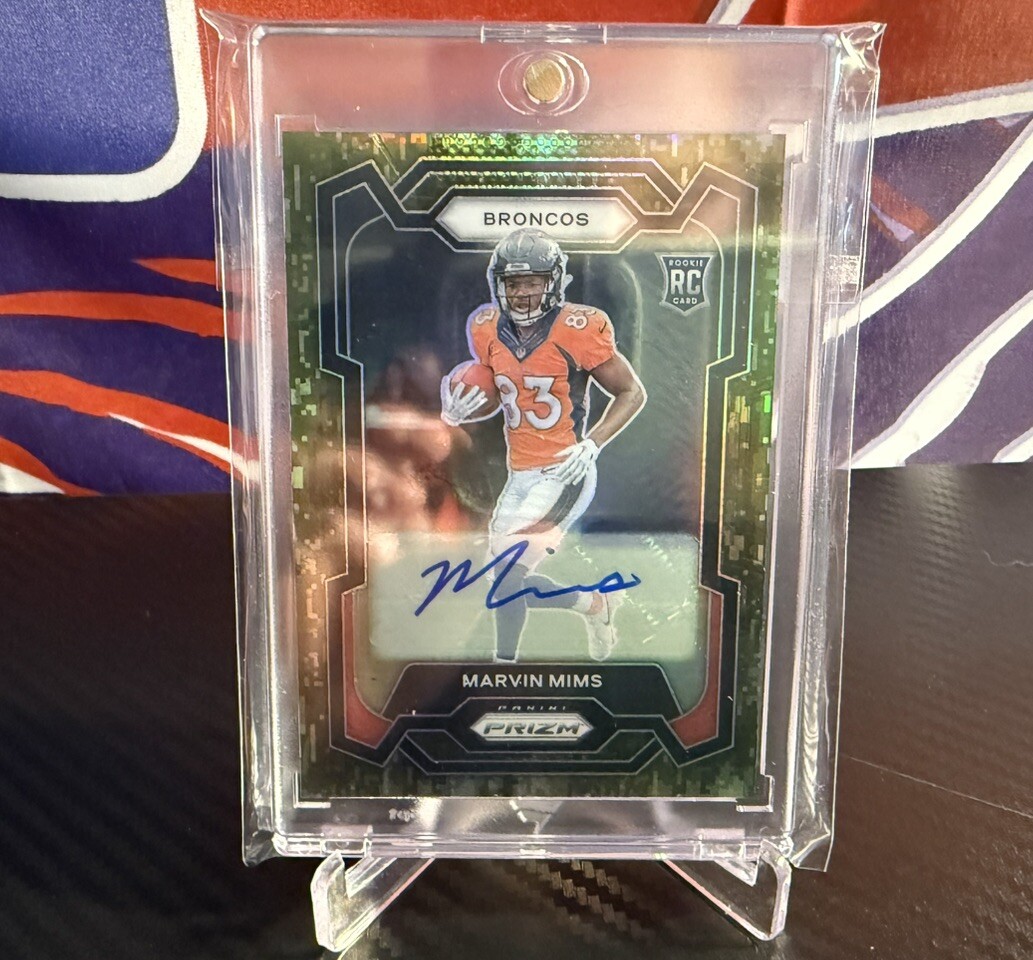 2023 Panini Prizm MARVIN MIMS RC Auto Forest Camo /25 #327 Denver Broncos Rookie