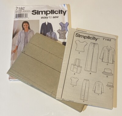 SImplicity 7182 Easy Wardrobe Pants Blouse Hat Tote Misses SIzes 8