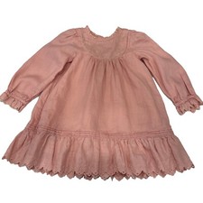 Doen Girls Ruffled Dress Pink Size 2 Embroidered Eyelet Lined Ruffle Pin-tucks