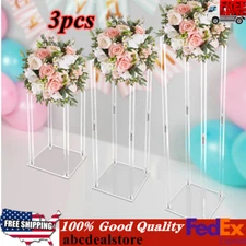 Clear Acrylic Flower Stand Tabletop Flower Plinth Column Vase Wedding Decoration
