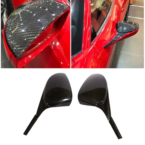 Real Carbon Side Mirror Cover Caps Add-on For Ferrari 458 Italia Spider 2011-16