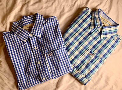 NWT Hollister Men Shirt Long Sleeves Top M L Blue Check Limited Edition YOU PICK