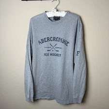 Vintage Abercrombie & Fitch Mens Long Sleeve T-Shirt Ice Hockey XL Extra Large