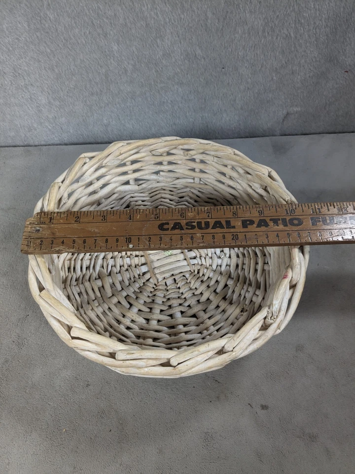 Vintage Woven Garden Farmhouse Wicker Basket Bowl Fruit Vegetables Rustic 10" - Image 2 of 4