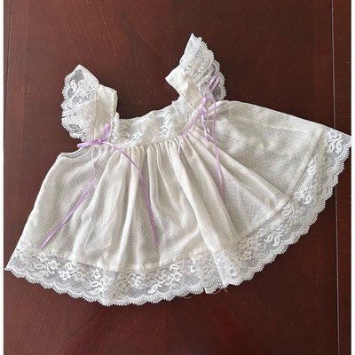Vintage BRYAN White Polka Dot Sleeveless Infant Girls Lace Summer Baby Dress 12M