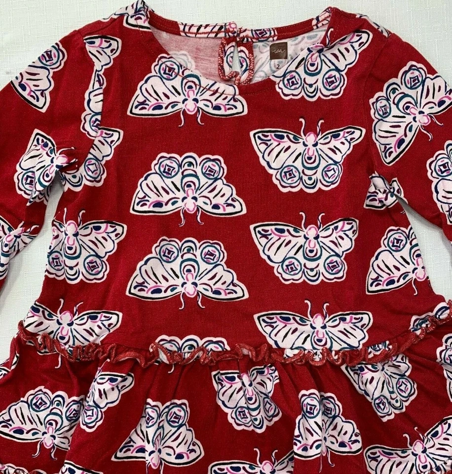 NWT Tea Collection Girls 2T 2 Red Tiered Ruffle Butterfly Dress - Image 4 of 4