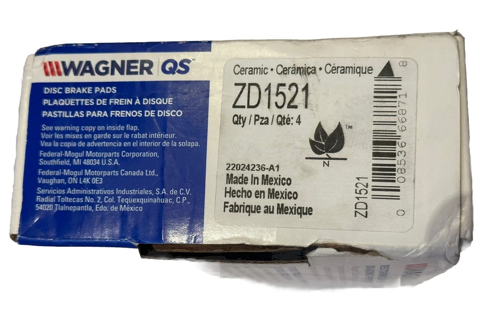 Juego de pastillas de freno de disco delanteras Wagner QuickStop ZD1521 para Honda CR-V 2016 Foto 2 de 4