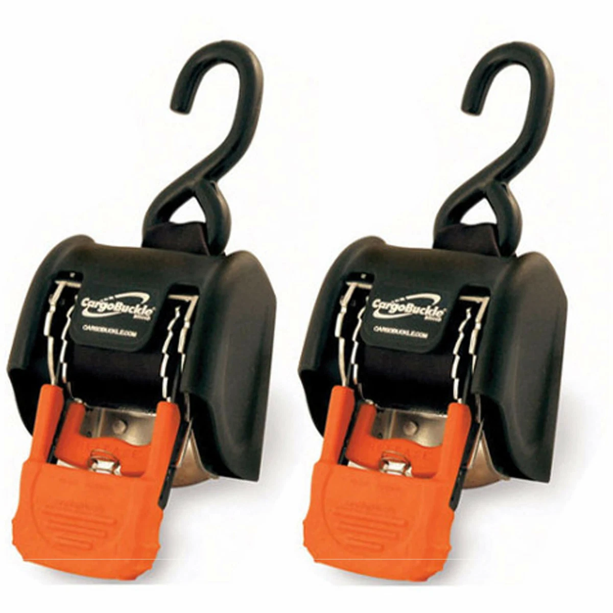 CargoBuckle F18800 RETRACTABLE RATCHET TIE DOWN STRAP 3500 lbs 2 Pack 2 INCH