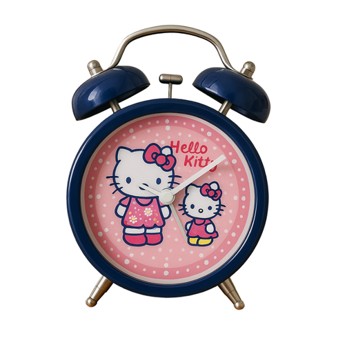 Hello Kitty Mini Alarm Clock Twin Chim Quartz Movement Kids Bedside Analog Clock - Picture 4 of 4