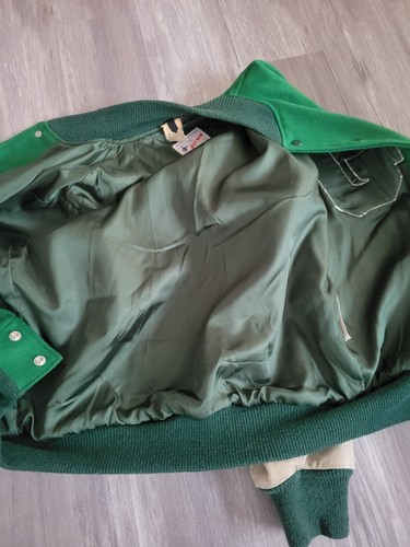 Vintage Letterman High School Varsity 60s 70s Player Wool Leather Jacket 42 - Picture 13 of 16