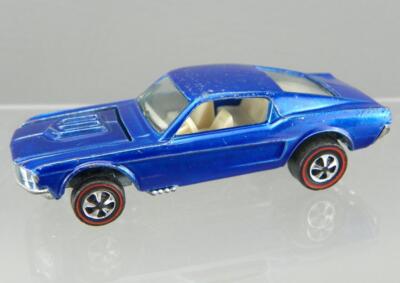 Vintage 1968 Hot Wheels Diecast 1/64 Redline Blue Custom Mustang