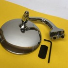 4" Drop peep mirror short curved arm Chrome steel metal