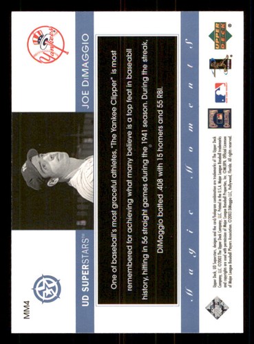 2002-03 UD SuperStars Magic Moments #MM4 Joe DiMaggio - Picture 2 of 2