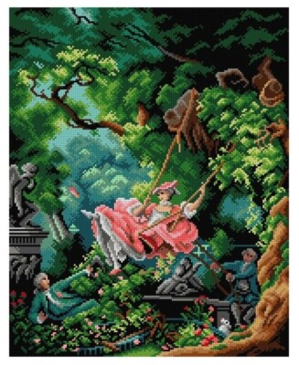 ''The Swing'' Printed Canvas for Cross Stitch Tapestry Gobelin 3180