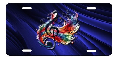 Cool Beautiful Blue Wave Music Musical Note Aluminum Vanity license plate Tag