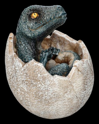 Dinosaurier Figur schlüpft aus Ei - Raptors Birth - Dekofigur Dino Dinoei 11,5cm