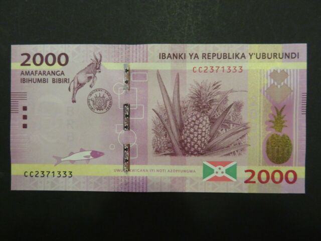 Burundi Banknote 2.000 Francs 2015 kassenfrisch (UNC)