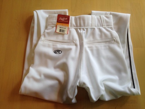 Rawlings YBPU350 Youth Baseball Pant, Un-hemmed, Manny Style, White/Black Piping - Picture 5 of 6