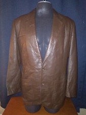 Vtg Soft Brown Leather Coat Cortefiel De Espana 2 Button Size 42 Made In Spain