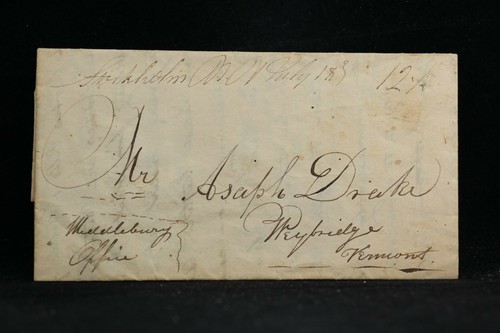 NY: Stockholm 1835 07/18 Stempelloser Brief, Ms DPO Saint Lawrence Co>Weybridge, Vintage