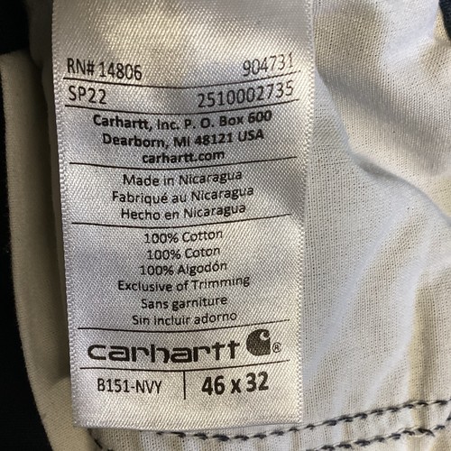 Carhartt RN#14806 WorkMen Carpenter Pants Can as Navy Blue 46x32 EUC - Picture 6 of 13